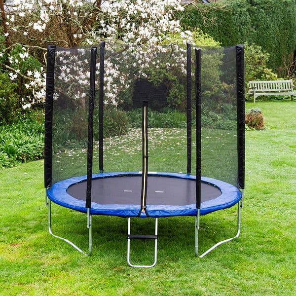 skok 8ft trampoline for kids with enclosure net, 400lbs outdoor -astm 1