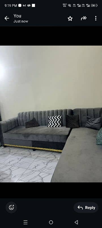 urgent sale L sofa with curtains black & Gray 1