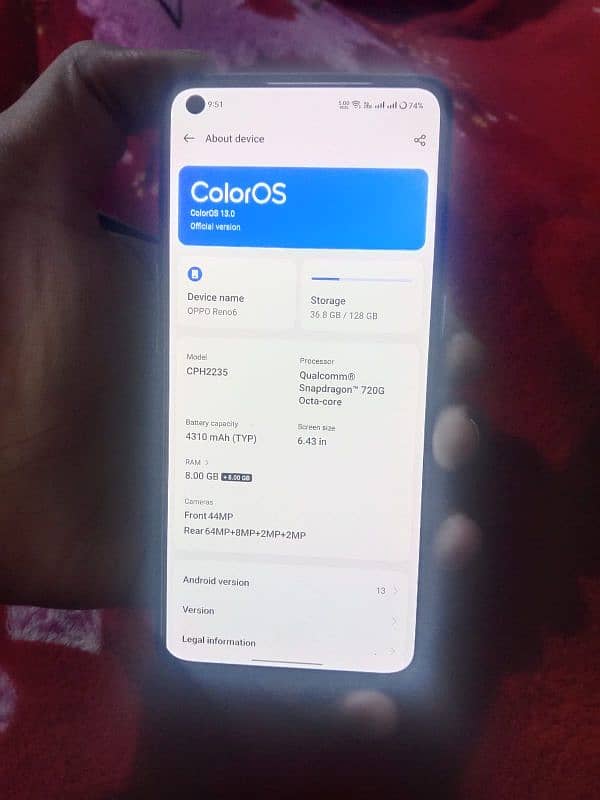 oppo Reno 6 all ok exchange possible 8+8gb 128gb 03196624720 0