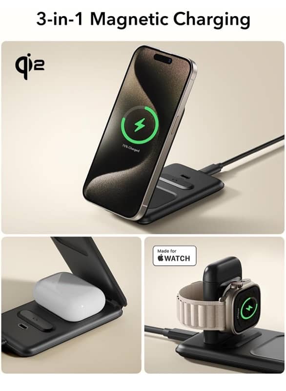 ESR Qi2 magsafe 3 in 1 wireless charger 5