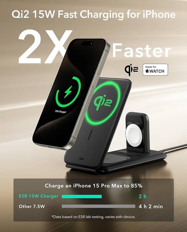 ESR Qi2 magsafe 3 in 1 wireless charger 7