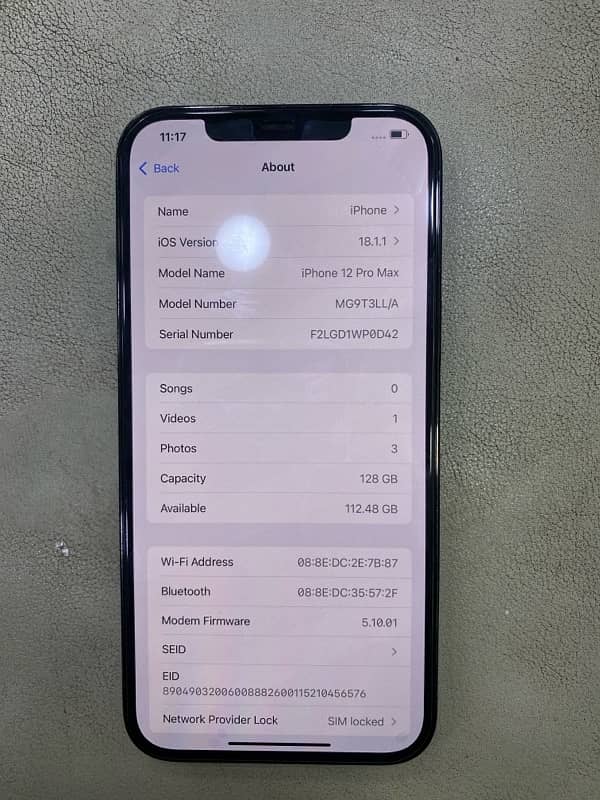 Iphone 12 pro max 128 GB 85% Bettry Health Nonpta JV 7