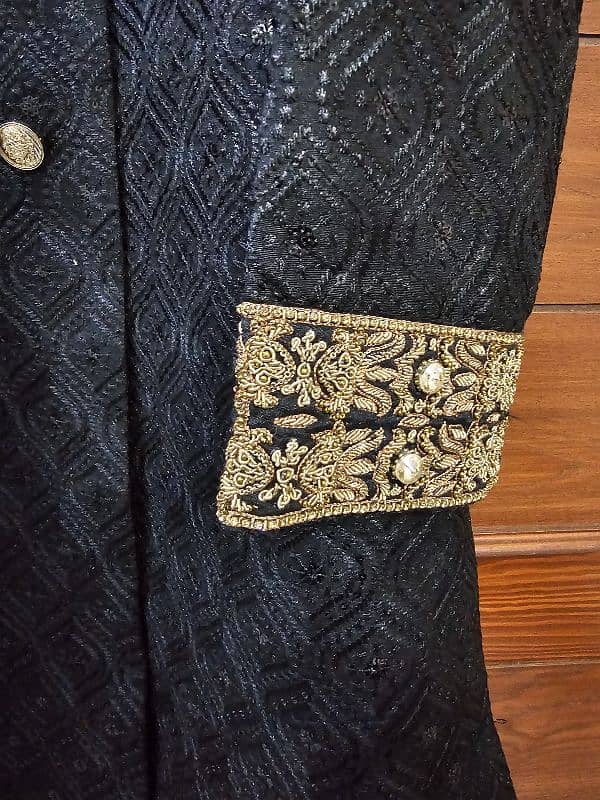 Ali Baba stiched Black Sherwani with Naqshi work 1