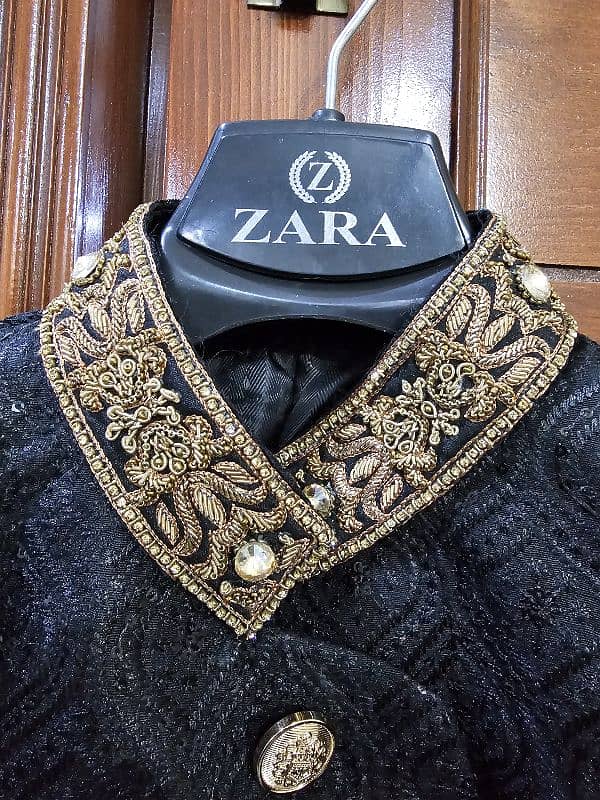 Ali Baba stiched Black Sherwani with Naqshi work 2