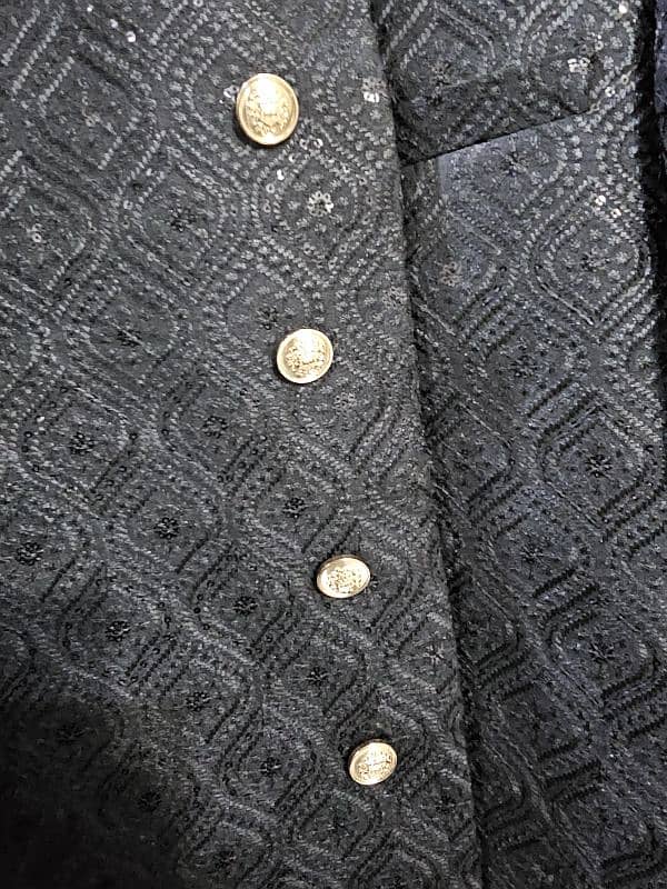 Ali Baba stiched Black Sherwani with Naqshi work 6