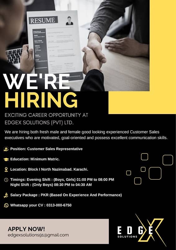 EdgeX solutions Hiring Customer Representatives 0