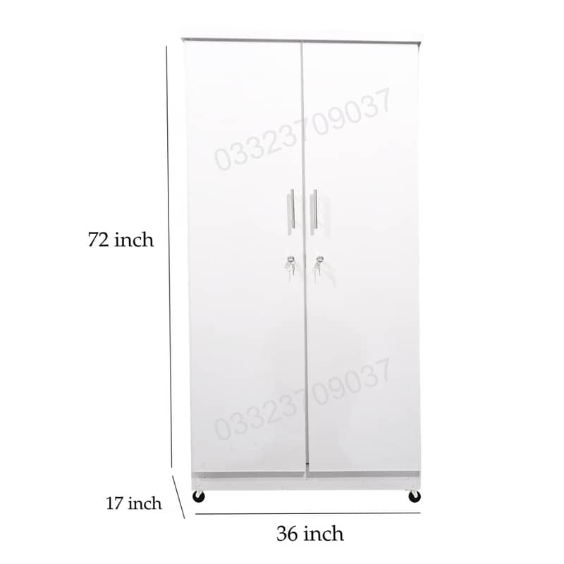 White 6x3 feet wooden kids cupboard wardrobes cabinet almari 0