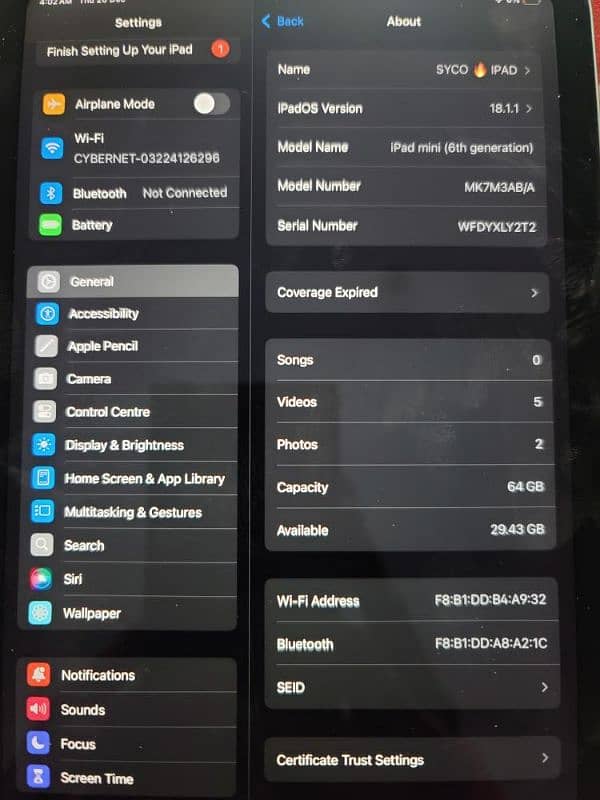 Ipad mini 6 64GB with box only 7