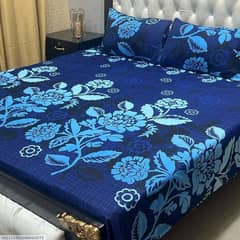 3 Pcs Crystal Cotton Printed Double Bedsheet