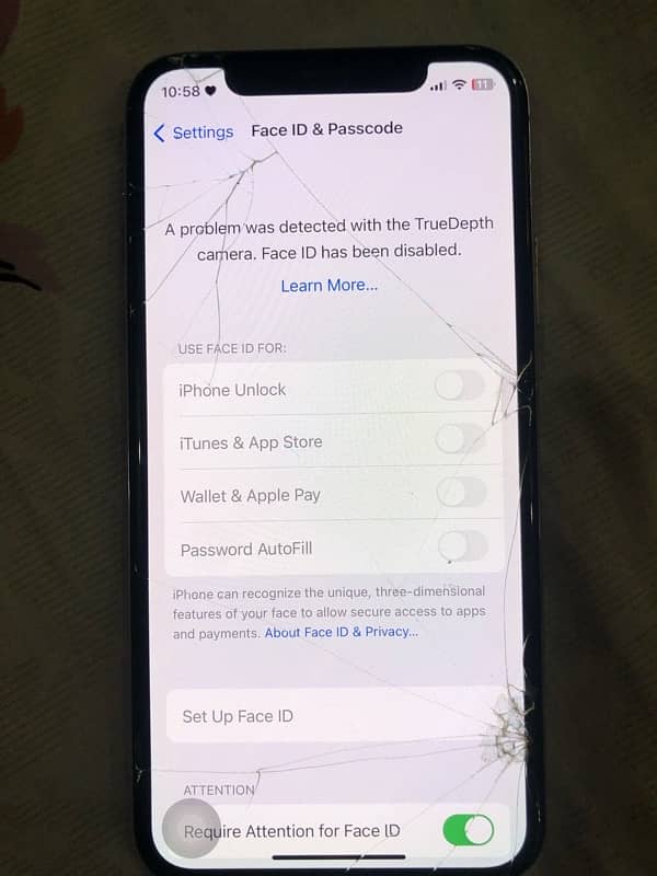 Iphone X 256 gb PTA Approved Glass Crack 9