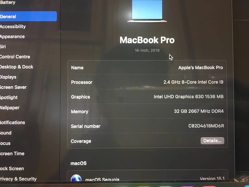 MAC book pro 2019 32/512 GB 0