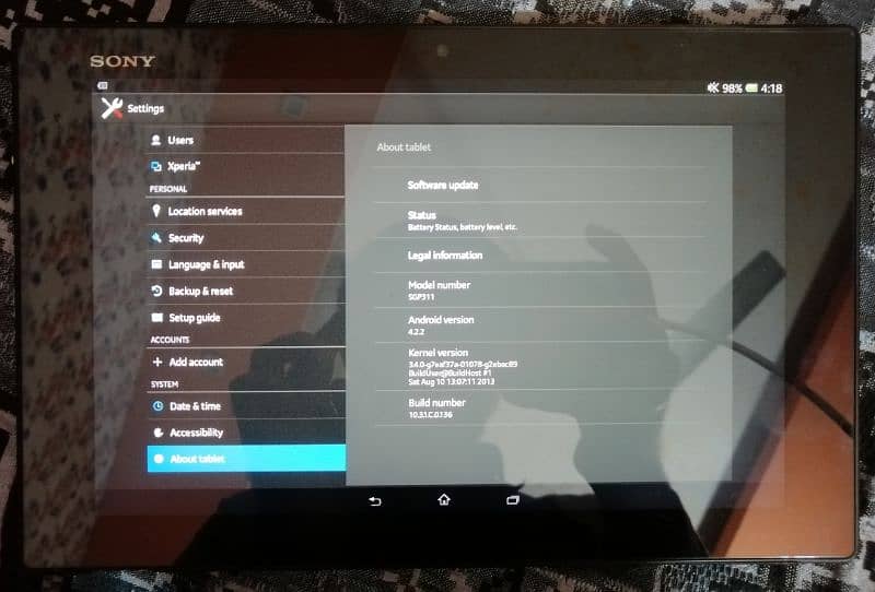 sony xperia z sgp311 tablet 2