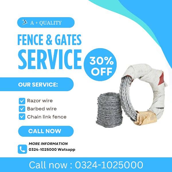 Razor wire Barbed wire Mesh Security jali / pipe Chain link Fence 0