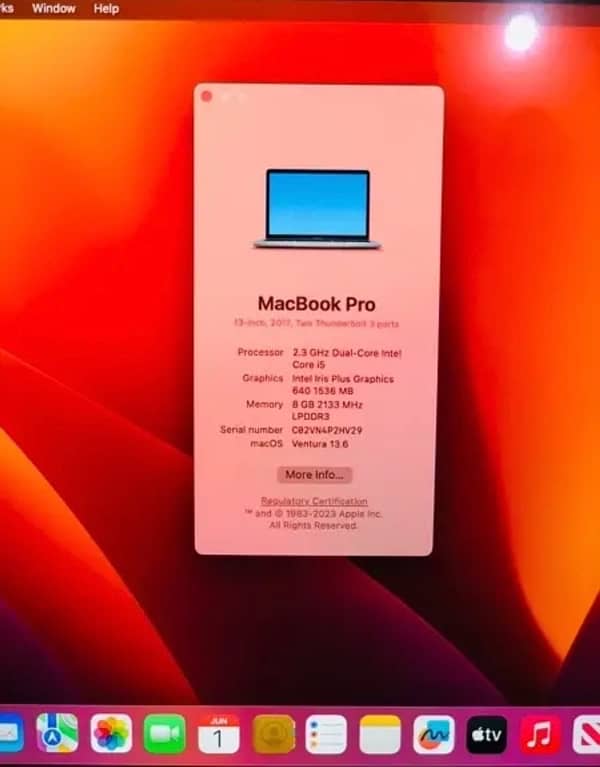 MACKBOOK PRO 2017 256GB EVERYTHING ORIGINAL contact WhatAp 03274117805 7