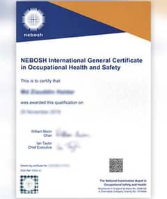 Nebosh certificate Available for all name with Gmail verification