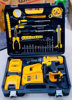 Cordless Hammer Drill and Screw Driver Set with Commonly used Tools