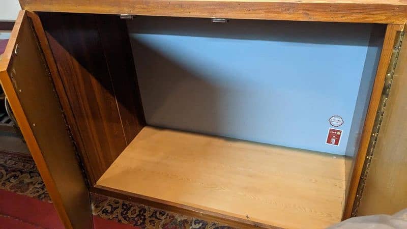 large wood tailor cabinet with coat hanger rod 1