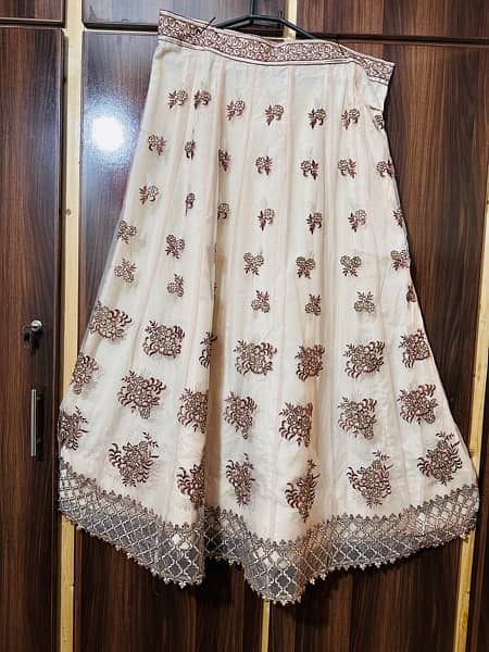 stitched 3 pc lehenga cream color 0