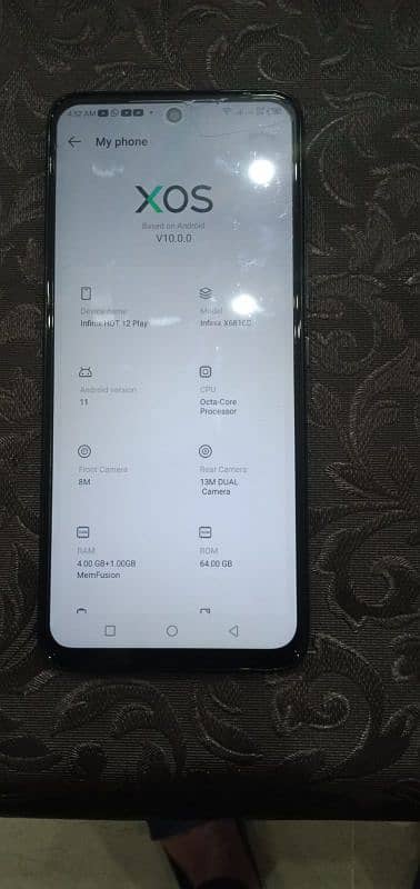 Infinix Hot 12 play 4 gb Ram 64 gb Rom  Octa core processor 3