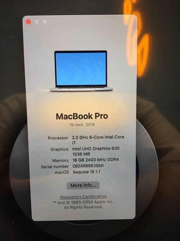 MacBook Pro 2018 15inch 4gb dedicated graphic card 1