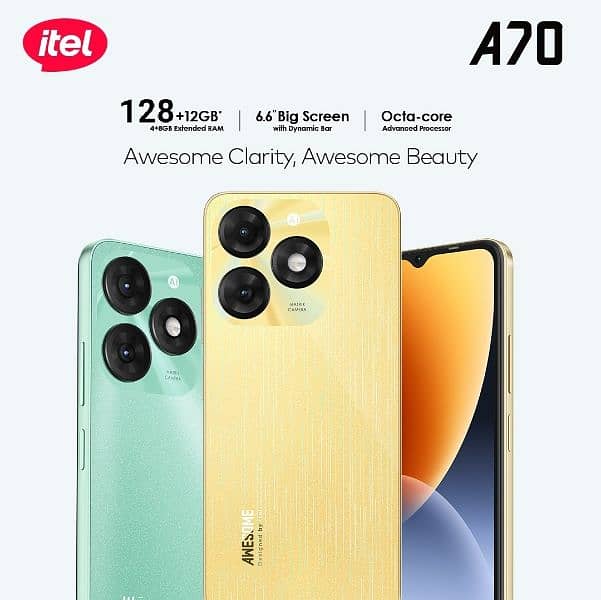 NEW YEAR DEAL ITEL A70 4+8 12GB/128GB BOX PACK 1 YR WARRANTY PTA APPR 3