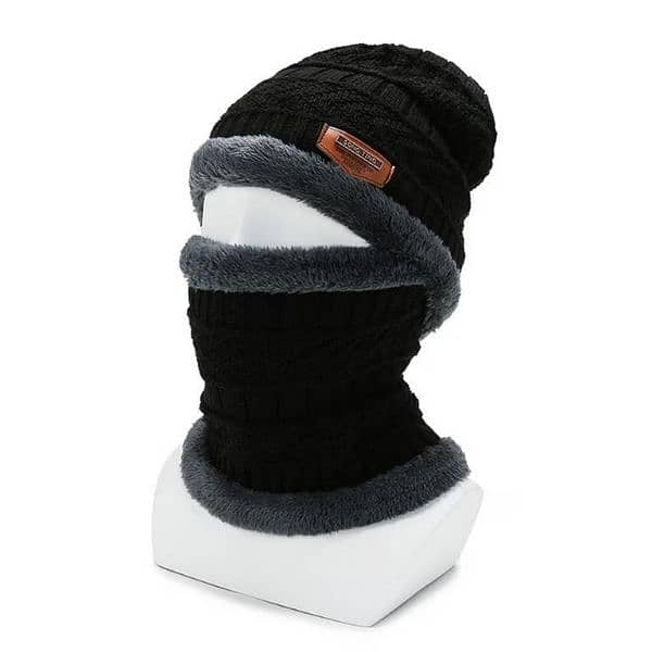 Cozy Wool Beanie und Mecic Warmer Set-2  Pce 3