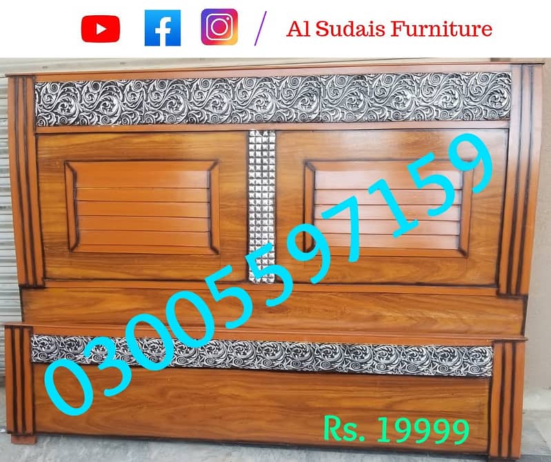 Solid king double bed, single bed side table, valvet bed, bed dressing 2