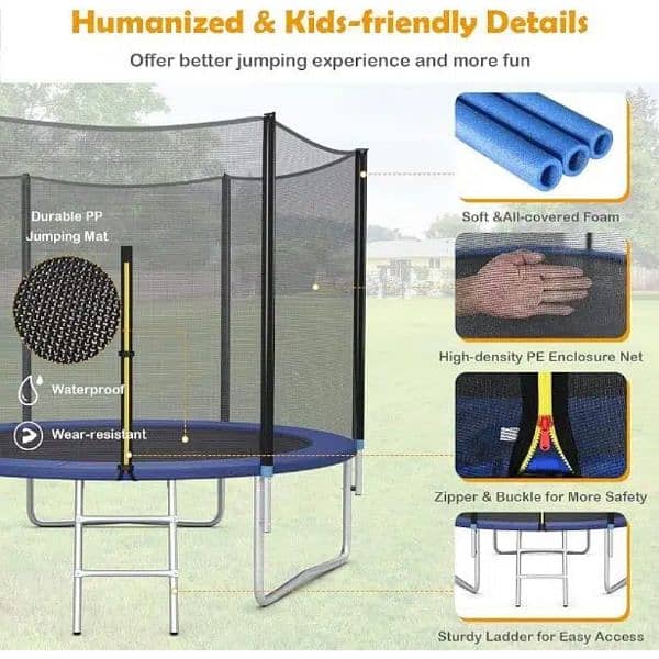 Trampoline With Safety Net And Ladder For Kids - 8 FT 3