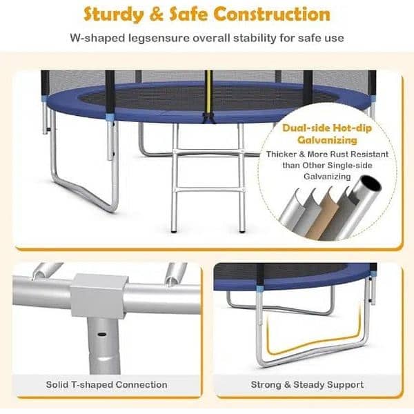 Trampoline With Safety Net And Ladder For Kids - 8 FT 4