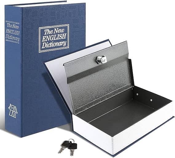 Dictionary Metal Secret Safe Lock Box,Hidden Safe Box with Key Lock 0