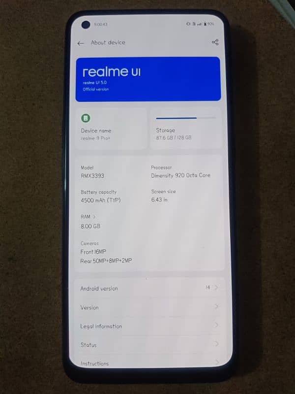 Realme 9pro plus for sale in 5 month warrenty 0