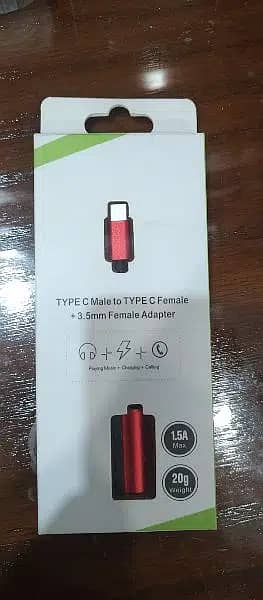 Type-C Male to Type-C Female + 3.5mm Female Adapter Red 1