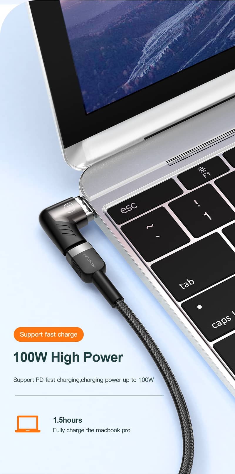 KUULAA 120W Magnetic Elbow for all Cell Mobile Phone Tablet USB Type C 6