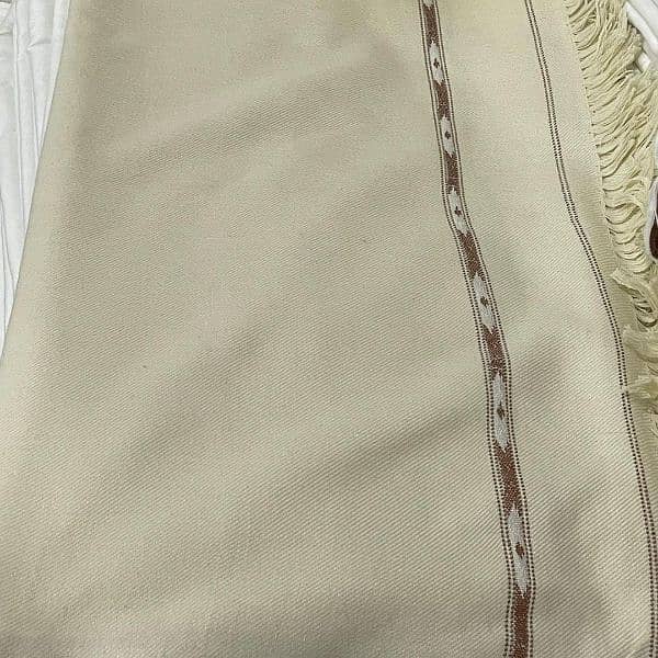 Luxurious 1 pc Embroidered wool shawl in Off White 1