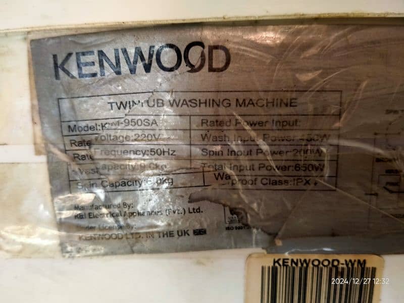 Kenwood Washing Machine for Sell 1