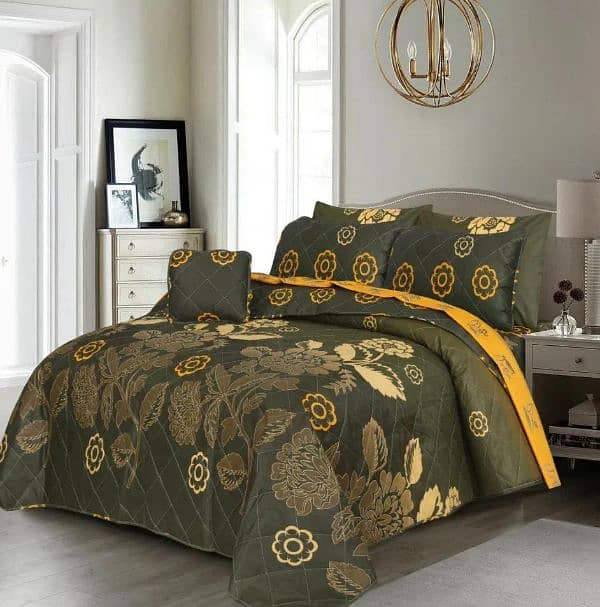 7 pcs cotton solonica printed comforter set 0