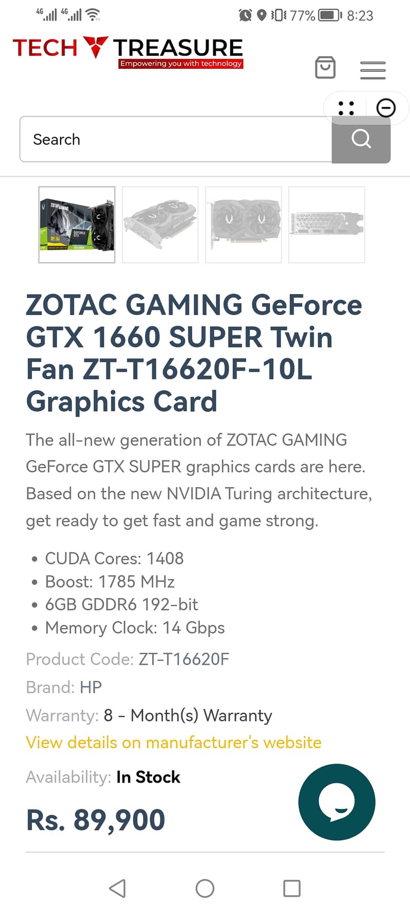 NVIDIA GTX 1660 SUPE ZOTAC GAMING GDDR6 GB 3