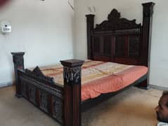 wooden bed with side table,dressing,matresss