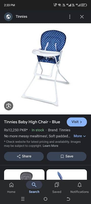 tinnies baby high chair in very good condition 3