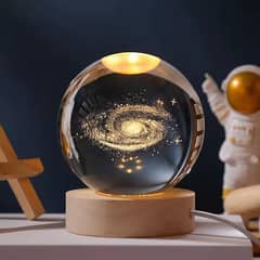 Crystal Ball Orb LED Night Light Glowing Planet Galaxy USB Table Lamp