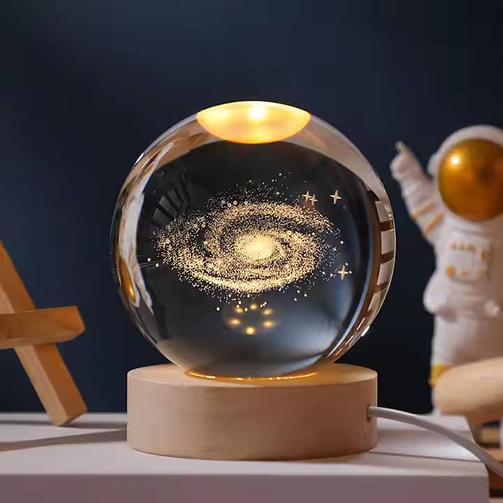 Crystal Ball Orb LED Night Light Glowing Planet Galaxy USB Table Lamp 0