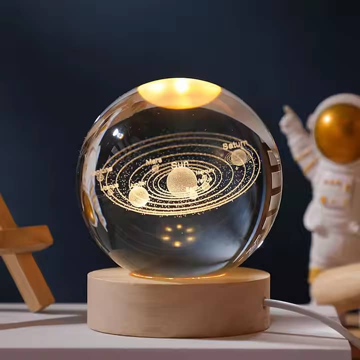 Crystal Ball Orb LED Night Light Glowing Planet Galaxy USB Table Lamp 1