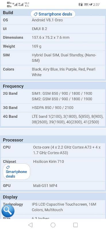 huawei nova 3i. memory 4/128 4