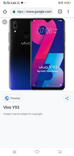 Vivo 93y with 6 GB 128 gb