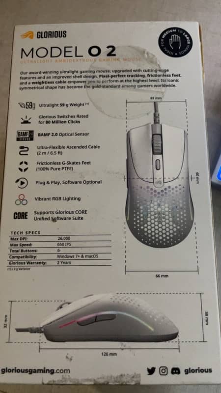 Glorious model o2 gaming mouse 6