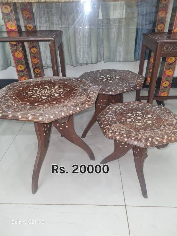 Antique Center and side tables of various designs. 2