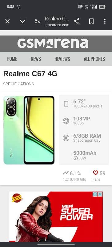 Realme c67 full box 6 months warranty 10by10 128gb 0