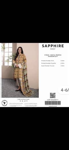 100% Original Sapphire Digital Printed Khader 3 pcs