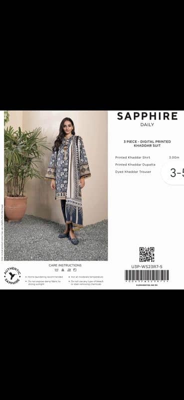 100% Original Sapphire Digital Printed Khader 3 pcs 1