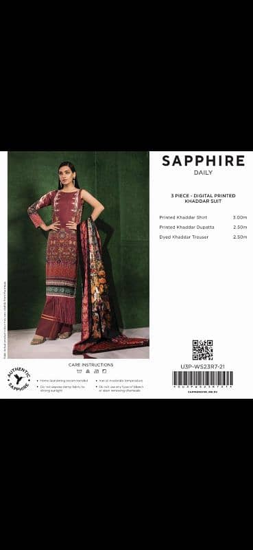 100% Original Sapphire Digital Printed Khader 3 pcs 2